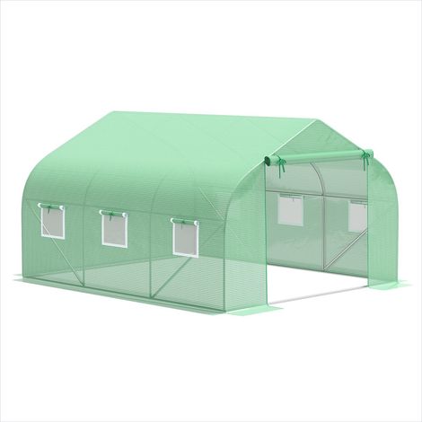 Serre de jardin tunnel 10,5 m² acier galvanisé bâche PE anti-UV (1/5)