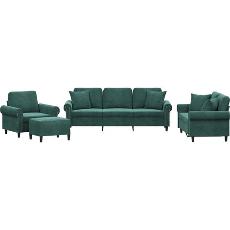 Maison Exclusive - Set di Divani 4 pz con Cuscini Verde Scuro in Velluto