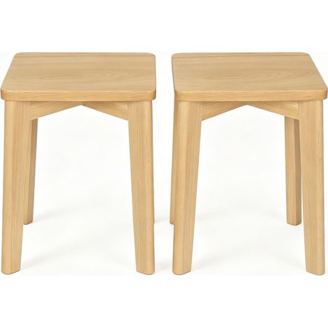 Set di 2 sgabelli da pranzo impilabili salvaspazio 31x31x44,5 cm legno naturale -CHICFURN (1/5)