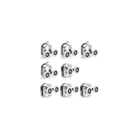 8 Stück Schiebetürrollen für Duschen, Zinklegierung, Räder für Duschschiebetüren, 23 mm Durchmesser, Zwillingsräder, Ersatz für Badezimmer (1/5)
