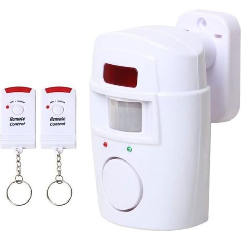 Alarme De Détection De Mouvement - Sans Fil - 105 Db - Angle De Détection 105° - Pour Abri De Jardin Garage Caravane - Alimentation Batterie - 2 Télécommandes