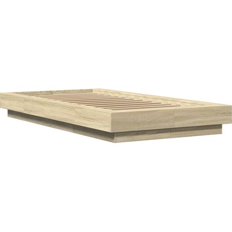 Estructura cama con luces LED madera roble Sonoma 90x190 cm vidaXL