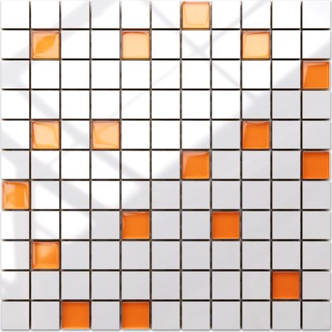 Ilcom mosaico in ceramica con inserti in vetro per bagno o cucina 30cm x 30cm - Mandarin (1/4)