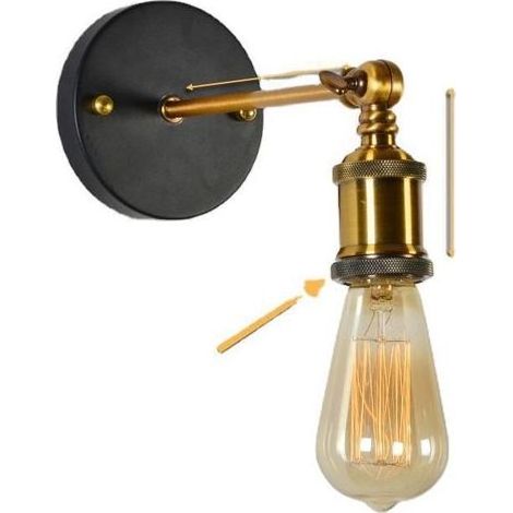Applique da parete vintage in stile loft con luci LED E27, lampadina Edison, ferro placcato, illuminazione retrò industriale per la casa e il comodino (1/5)