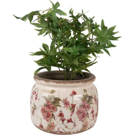 Pot de fleur rose céramique beige 15x20x20cm (1/3)