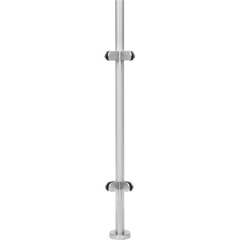 Poteau d'escalier en acier inoxydable 110 cm avec support en verre, pinces en verre pour balustrade de balcon, grenier, balustrade de piscine, etc. Garde-corps intérieur (poteaux d'angle)