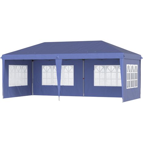 Tonnelle pop-up pliante 4 fenêtres VALA bleue (1/5)