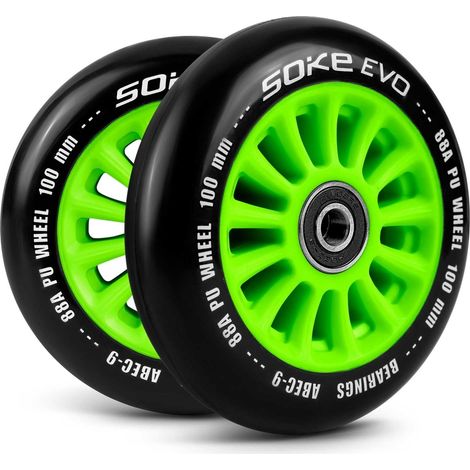 Roues vertes pour scooter 100 mm, pack de 2