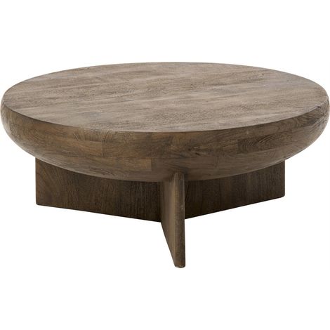 Table basse ronde en bois de manguier - marron foncé (1/5)