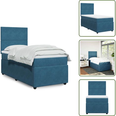 Sommier à lattes de lit avec matelas Bleu foncé 90x190 cm - Sommier À Lattes De Lit - Sommiers À Lattes De Lit - Lit - Meuble De Chambre À Coucher (1/5)