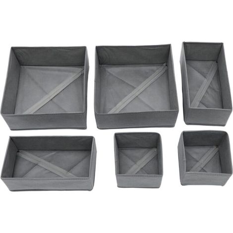 Sock Storage Box, 6-Piece Set, Underwear Organizer, Foldable Sock Drawer (1/4)