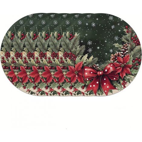 Sets de table de Noël ronds, décorés de bonhommes de neige, impression vinyle non imperméable - 37 x 37 cm (lot de 4) - 24