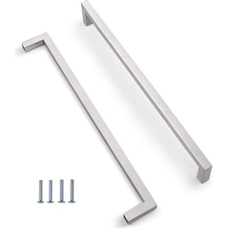 2 Pièces Acier Inoxydable Cuisine Armoire Porte Poignées Placard Tiroir Chambre Meubles Poignee Tirer Entraxe 320MM, Argent, avec des vis (1/5)