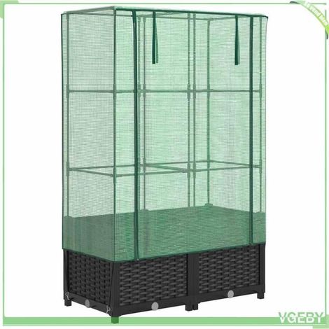 Jardinière surélevée avec housse - FAFEICY - 4015814 - 80x40x138 cm - Aspect rotin - Housse imperméable (1/5)