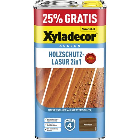 Xyladecor Holzschutzlasur 2in1 Aussen, 5 Liter, Farbton Nussbaum (1/3)