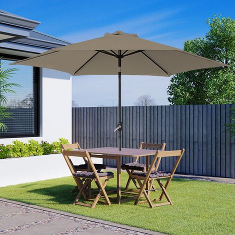 Greenbay Round Garden Parasol Sun Shade Patio Outdoor Umbrella Canopy Crank Tilt Mechanism 2.5M Brown