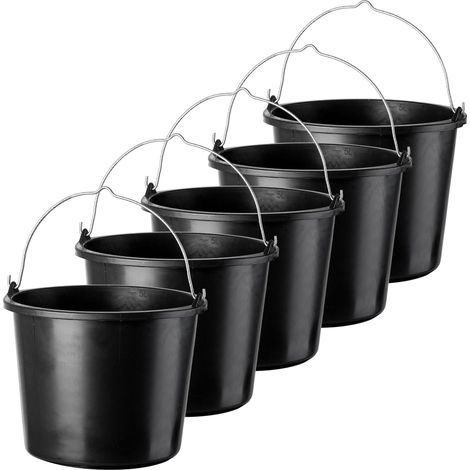KADAX Baueimer, Wassereimer, Baustelle, Putzeimer, Shwarz, 12L, 5 Stück