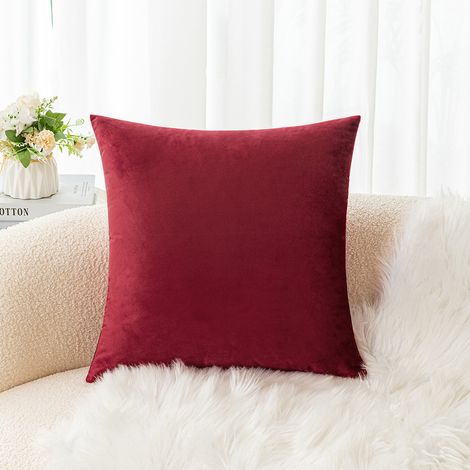 Lot de 2 taies d'oreiller en velours, housses décoratives pour canapé, texture extra douce et lisse, confortables, idéales pour salon, chambre et canapé, 60x60 cm, marron (1/4)