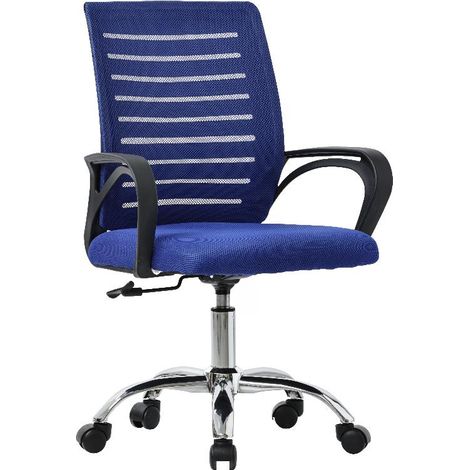 Sedia Poltrona da Ufficio Chester con Braccioli e Ruote Blu (1/2)