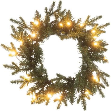 Couronne de Noël 20 LED "Christmas Show" 40cm Vert (1/4)
