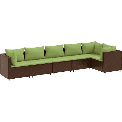 Set Mobili da Giardino 6pz con Cuscini in Polyrattan Marrone vidaXL (1/5)