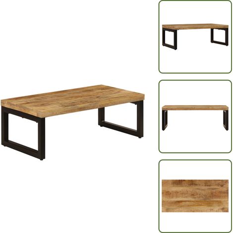 Couchtisch 100x50x35 cm Massivholz Mango und Stahl - Couchtisch - Mangoholz Tisch - Wohnzimmerschmuck - Sideboard - Designertisch (1/5)
