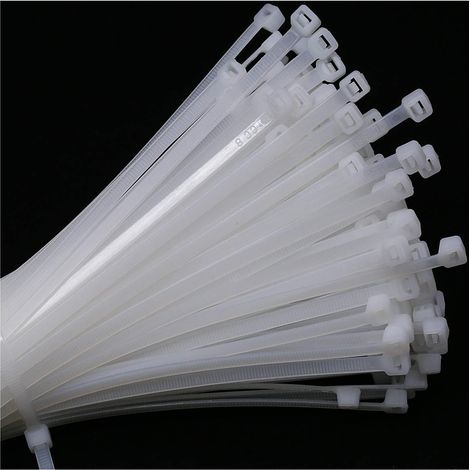250 Pièces Collier de Serrage 300 mm x 4,8 mm,Serre-Câble Attache Câble Blanc,Qualité Supérieure Colliers de Serrage Plastique(Blanc) (1/5)