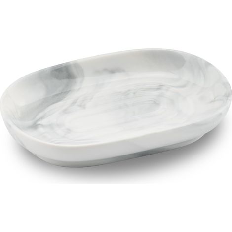 1 Porte Savon Céramique Motif Marbre Rainures Antidérapant Pour Salle De Bain Cuisine Douche