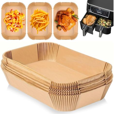 Papier sulfurisé pour friteuse à air chaud, rectangle 22 x 14 cm, 100 feuilles. Accessoires en papier pour friteuse à air chaud. (1/5)