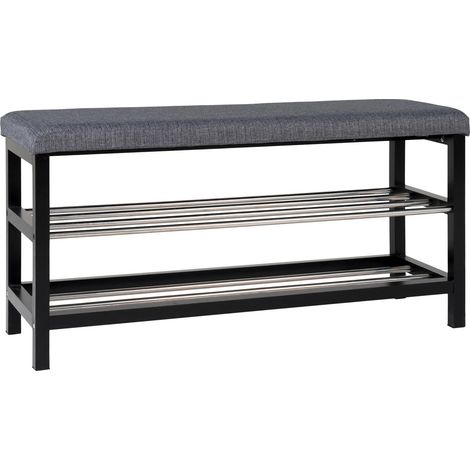 Banc PADOVA gris avec coussin et étagères (1/5)