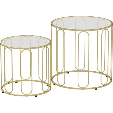 Lot de 2 tables gigognes PERSEE dorées (1/5)
