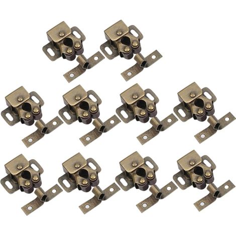 10pcs Loquets à Ressort en Acier pour Porte D'armoire, Boucle de Porte Or Bille à Double Rouleau, Fonction Push To Open et Push To Close pour Meubles et Placards (1/5)