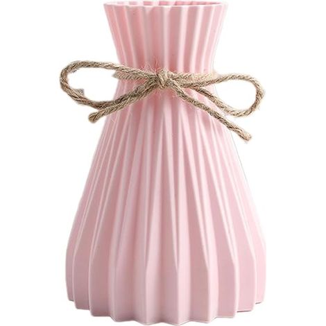 Vase en plastique rose, 12 x 17 cm – vase origami – parfait pour les fleurs séchées et la décoration moderne.