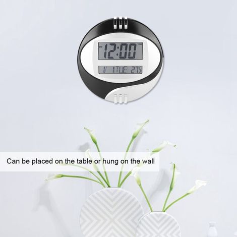 Moderne elektronische Uhr mit Thermometer – Tisch-/Wandmodell, ABS-Zifferblatt – Abmessungen 26 x 4 cm, Gewicht 439 g – Weiß oder Schwarz