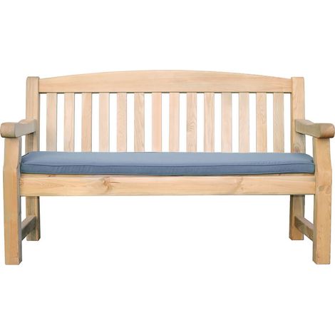 Zest Emily Wooden Garden Bench 3 Seater 5ft Seat Pad Outdoor Cushion Grey (1/5)