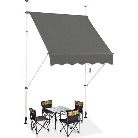 COSTWAY Tenda da Sole per Esterno, Tenda da Sole a Bracci Estensibili con Struttura Telescopica e Tessuto Resistene ai Raggi Solari, Regolabile in Altezza e in Angolazione (150 x 120 cm Grigio)