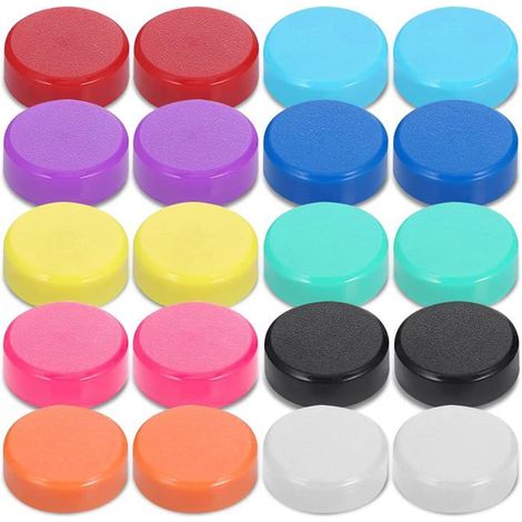 BelleRise - Lot de 20 aimants colorés pour réfrigérateur, boutons magnétiques ronds de 20 mm recouverts de plastique (1/5)