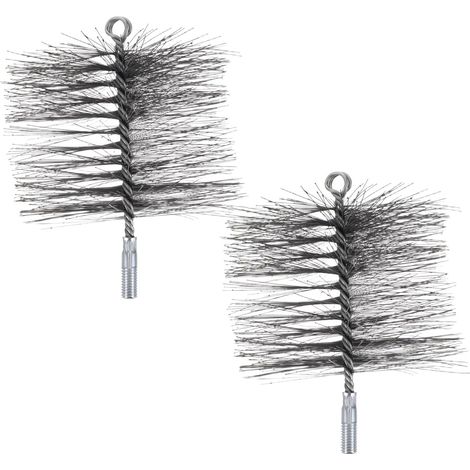 Lot de 2 têtes brosse rondes pouces pour le nettoyage des cheminées et (1/5)