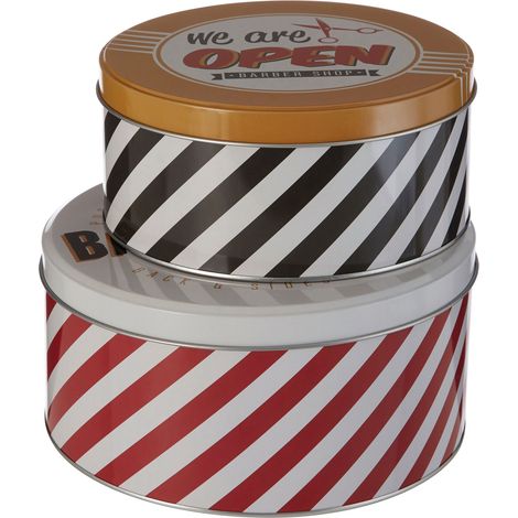 Premier Housewares Barber Shop Storage Tins - Set of 2 (1/4)