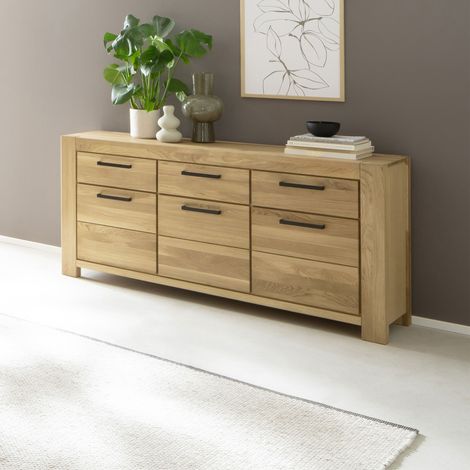 Buffet 3 Portes 3 Tiroirs effet chêne 172 x 45 x 85 cm - SYLAS