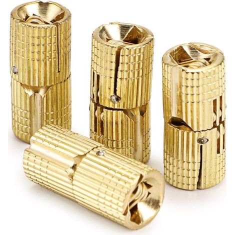 Lot de 4 charnières dissimulées en laiton de 10 mm, charnières dissimulées pour meubles, angle d'ouverture à 180 degrés (1/5)