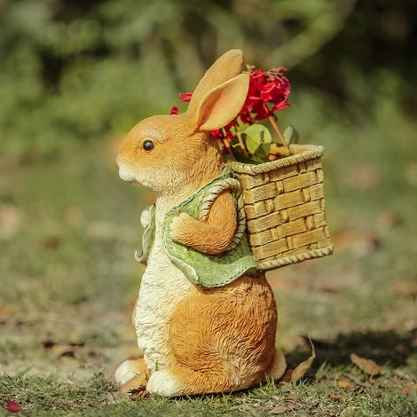 Résine pot de fleur simulation lapin balcon cour jardin extérieur décoration-retour panier lapin (1/4)
