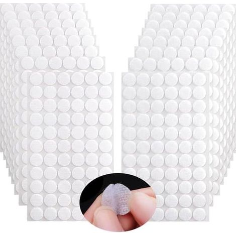300 paires de bandes Velcro rondes double face auto-adhésives de 15 mm, blanches