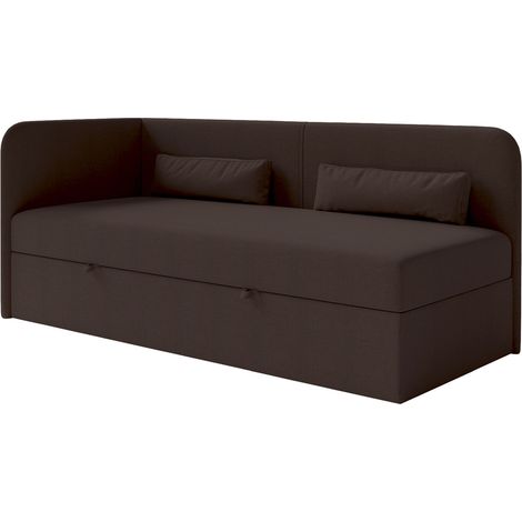 Selsey Calmmo – Jugendbett 90x200 mit Bettkasten, Chenille-Bezug, Kopfteil links, Dunkelbraun