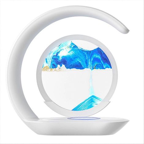 Chargeur sans fil 15 W avec lampe de chevet décorative à peinture de sable mouvant, station de charge rapide bleue (1/5)