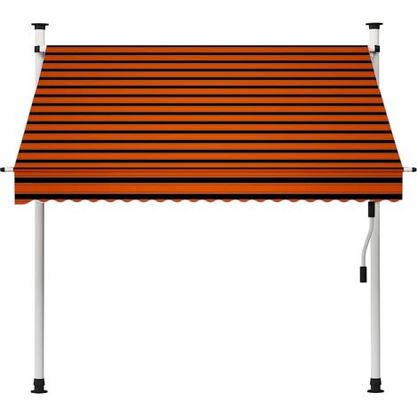 Auvent Marquise manuel rétractable, Store Banne pour Jardin Balcon Terrasse, 200 cm Orange et marron OIB1910E (1/5)