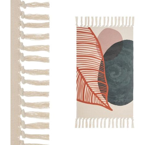 Scandi Blätter Fransenteppich 50x80 cm