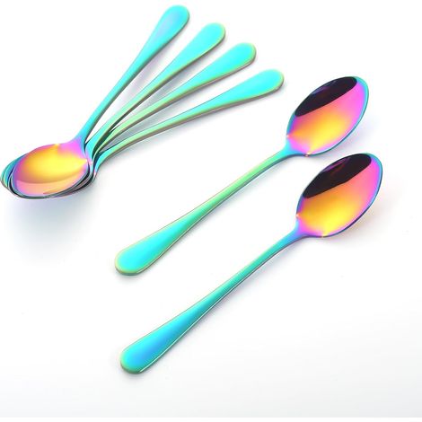 Lot de 6 cuillère, acier inoxydable, 12 cm, manche ergonomique, poli miroir, café dessert
