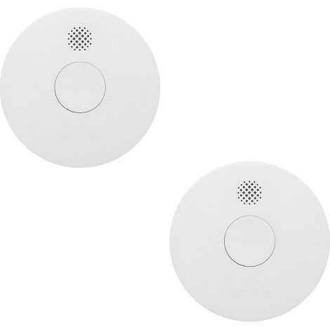 Siemens – Lot de 2 détecteurs de fumée NF – Autonomie 5 ans – Alarme 85 dB – Avertissement pile faible – Installation facile avec vis et chevilles