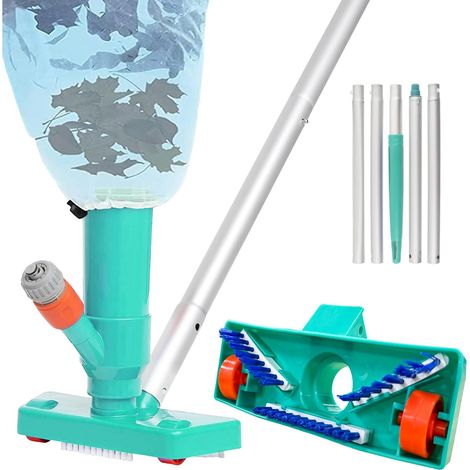 Aspirateur de piscine avec tige télescopique brosse et sac à feuilles aspirateur pour le nettoyage du fond de la piscine (1/5)